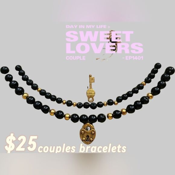 Gold Lock and key bracelet sets - Picture 2 of 7